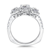 Three Stone Halo Engagement Ring